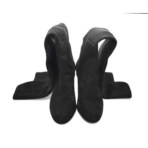 E0 Auth STUART WEITZMAN Semi Black Suede Over The Knee Wedge Boots Size 8 M $645 - Picture 7 of 11